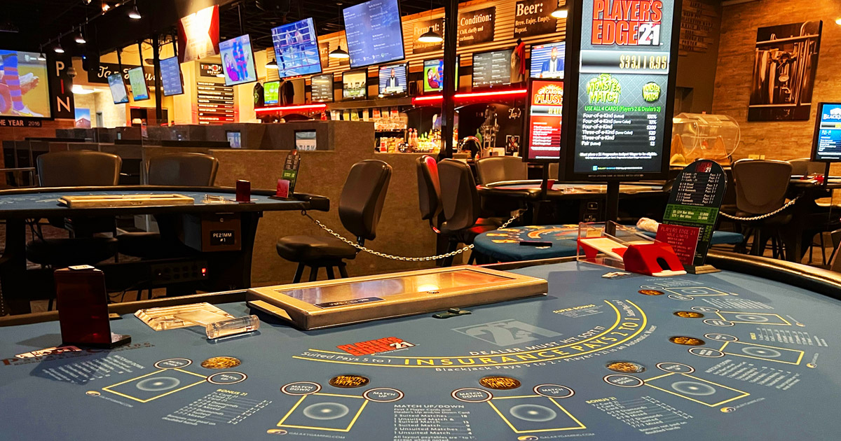 Casino gaming table for Players Edge 21