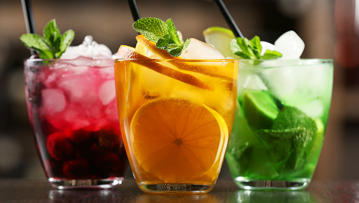 3 cocktails lined up